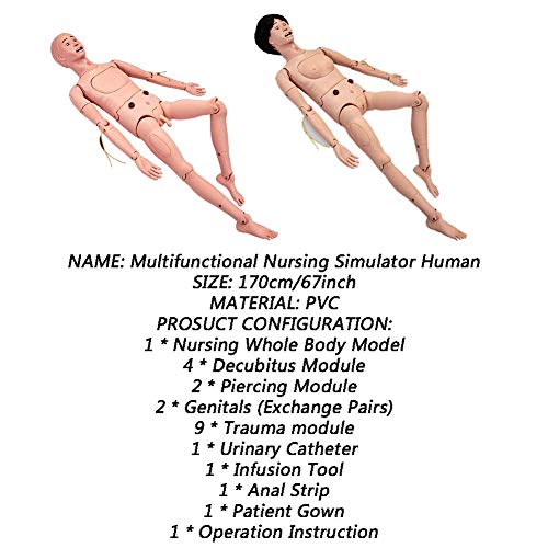 Maniquí de entrenamiento de habilidades de enfermería Maniquí médico de atención al paciente con módulos intercambiables de genitales y escaras y módulos de trauma para entrenamiento médico de enfer