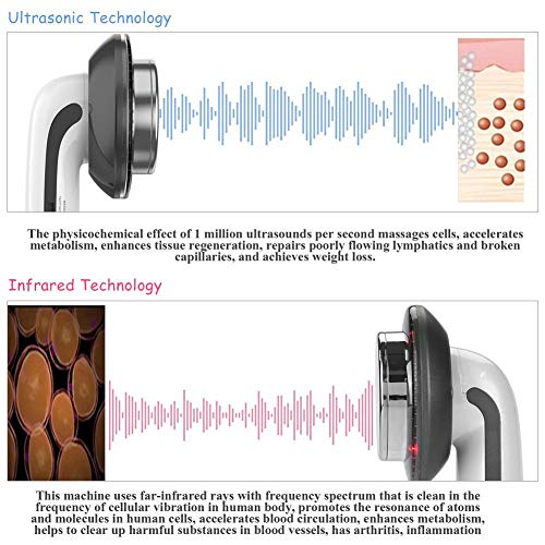 Máquina de eliminación de grasa, Cavitación de ultrasonido EMS Cuerpo masajeador adelgazante, Dispositivo infrarrojo ultrasónico, Reducción de celulitis, Ajuste de piel, Pérdida de peso(EU PLUG)