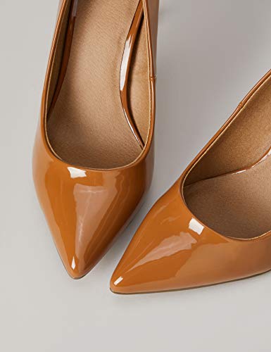 Marca Amazon - find. High Heel Point Court Zapatos de tacón con Punta Cerrada, Braun (Toffee (Nude), 37 EU
