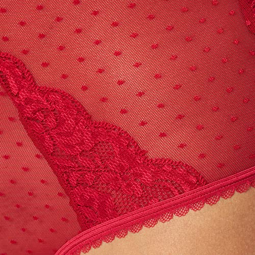 Marca Amazon - IRIS & LILLY Braga Alta de Rejilla Mujer, Pack de 2, Rojo (Scooter), M, Label: M