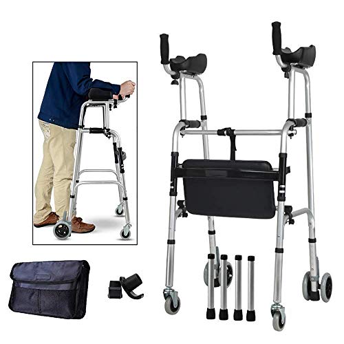 Marco para caminar con reposabrazos de aleación de aluminio gruesa para rehabilitación de caminatas auxiliares, altura ajustable