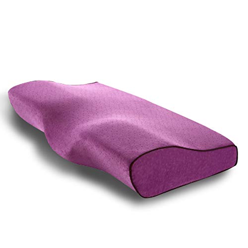 MARSACE Almohada Viscoelastica Almohada Cervical con Altura Ajustable Transpirable Lavable Hipoalergénico Mejorar Sueño Forma Ergonómica Adecuada para Todos los Durmientes 50 * 30 * 10/6cm - Púrpura