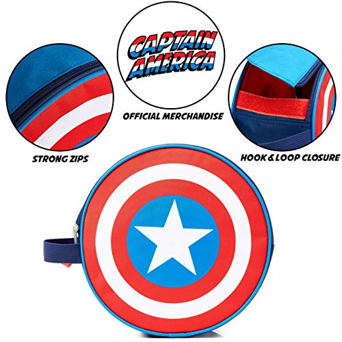 Marvel Neceser Niño, Neceser Hombre del Escudo Capitan America, Neceser Viaje de Los Vengadores, Bolsa Aseo Niño, Merchandising Oficial Regalos para Hombre y Niños