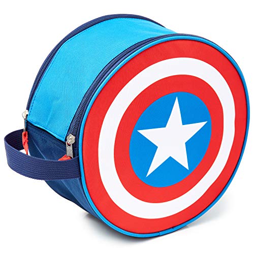 Marvel Neceser Niño, Neceser Hombre del Escudo Capitan America, Neceser Viaje de Los Vengadores, Bolsa Aseo Niño, Merchandising Oficial Regalos para Hombre y Niños