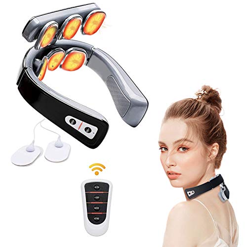 Masajeador cervical, masajeador eléctrico para cuello inteligente, fisioterapia, electromagnética profunda, multifuncional, masaje de 6 modos, alivia el dolor, para uso doméstico en la oficina