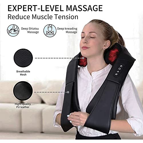 Masajeador con Función de Calor para Hombro Cuello Espalda Masajeador Cervical Eléctrico Shiatsu