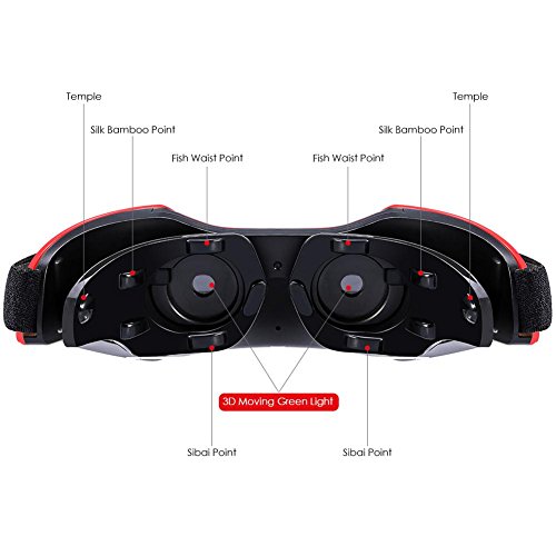 Masajeador de ojos eléctrico con tecnología óptica móvil 3D y tecnología de microcurrent EMS, función de compresión, gafas de bienestar, alivio de la fatiga, protege tus ojos (rojo)