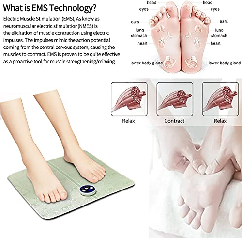 Masajeador de Pies,EMS Electroestimulador Muscular,8 Modos y 15 Niveles de Fuerza,Carga USB,Masajeador de Pies Eléctrico Portátil Plegable,Alivia el Dolor de Pies y Piernas,Relaja tus Pies