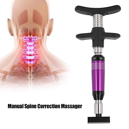 Masajeador manual de corrección de columna, masajeador quiropráctico dispositivo de masaje de mano con 4 cabezas 6 niveles herramienta correctora de ajuste de columna quiropráctica manual