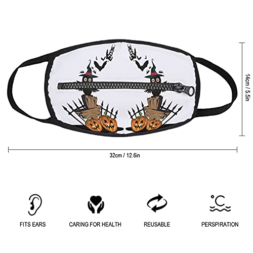 Máscara con un diseño de cremallera para Halloween espantapájaros cuervo calabaza búho máscara de tela reutilizable para hombres mujeres adultos cierre de cremallera