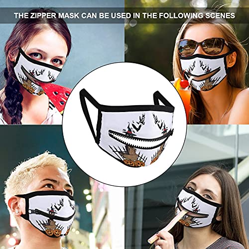 Máscara con un diseño de cremallera para Halloween espantapájaros cuervo calabaza búho máscara de tela reutilizable para hombres mujeres adultos cierre de cremallera