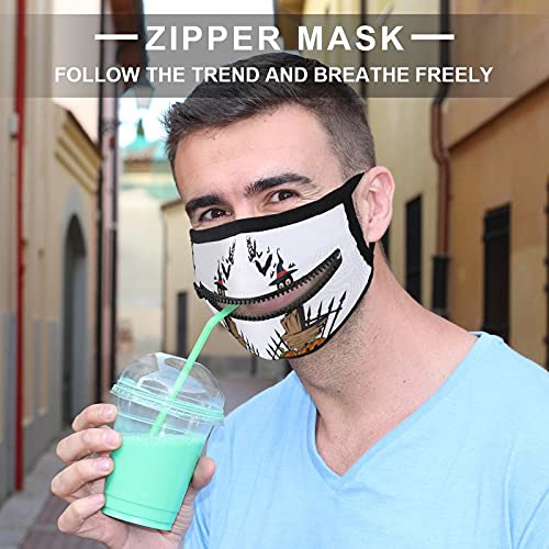 Máscara con un diseño de cremallera para Halloween espantapájaros cuervo calabaza búho máscara de tela reutilizable para hombres mujeres adultos cierre de cremallera