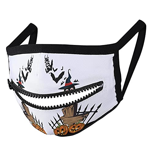 Máscara con un diseño de cremallera para Halloween espantapájaros cuervo calabaza búho máscara de tela reutilizable para hombres mujeres adultos cierre de cremallera