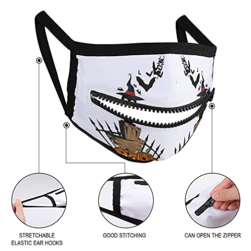 Máscara con un diseño de cremallera para Halloween espantapájaros cuervo calabaza búho máscara de tela reutilizable para hombres mujeres adultos cierre de cremallera