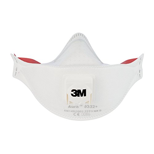 Máscara desechable de 3M 9332+ Aura con nivel de protección más alto FFP3 para máximo, 5 piezas