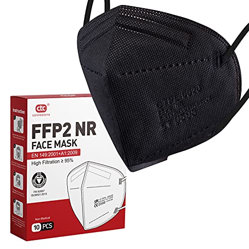 Máscara facial FFP2/KN95, máscara protectora de 5 capas FFP2 certificado CE estándar EN149, alta capacidad de filtración empaquetada individualmente en bolsa de polietileno, 10 piezas/caja)