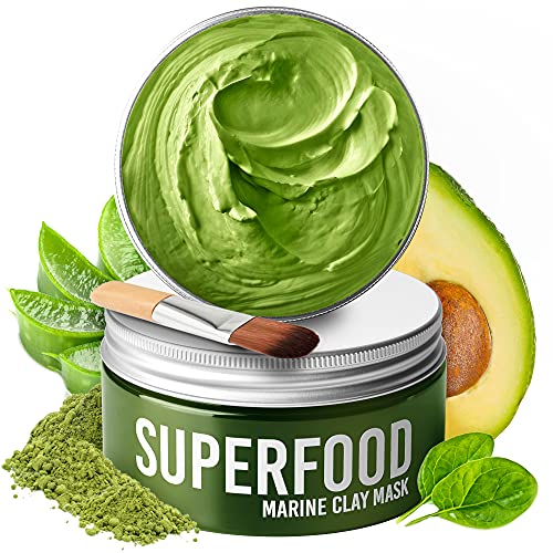 Mascarillas Faciales de Plantifique 100% Vegana - Mascarilla Purificante e Hidratante - Mascarilla de Arcilla Verde con Superalimentos 100ml - Limpia y Estrecha los Poros - Testado Dermatológicamente