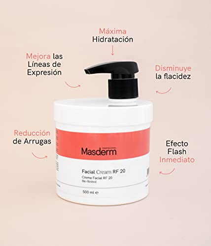 MASDERM | Crema Facial Radiofrecuencia Hidratante | Antiarrugas | Ácido Hialurónico | Colágeno | Profesional | Mujer | 500ml