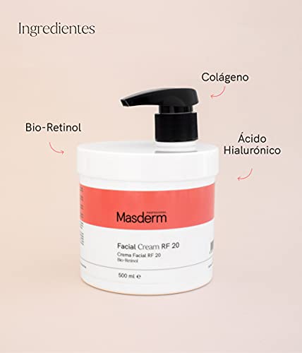 MASDERM | Crema Facial Radiofrecuencia Hidratante | Antiarrugas | Ácido Hialurónico | Colágeno | Profesional | Mujer | 500ml