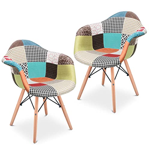 Mc Haus Auro Patchwork X2 Pach 2 sillas, Multicolor, 58x64x82cm
