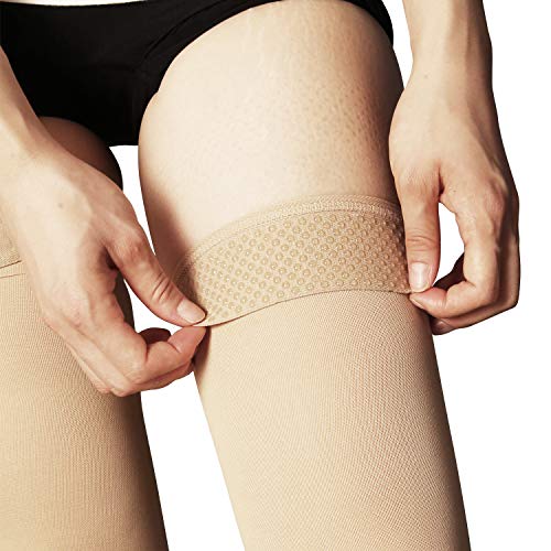 +MD Muslo Medias de compresión graduada alta Punta abierta 23-32 mmHg Medias de soporte médico para venas varicosas, edema, venas de araña finas NudeXL