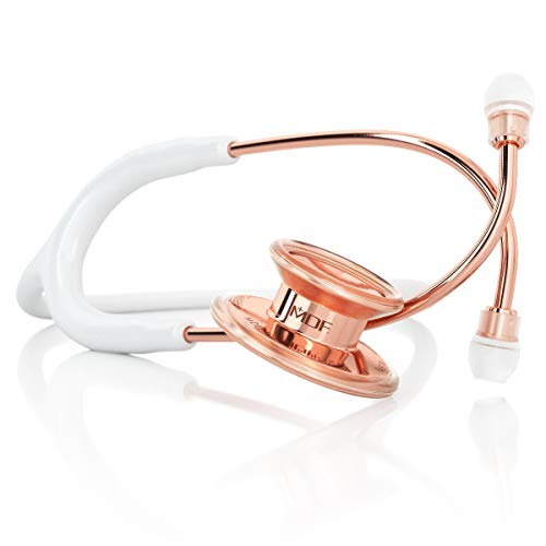 MDF® MD One® Premium Estetoscopio doble cabeza de acero inoxidable - Garantía de por vida & Programa-piezas-gratuitas-de-por-vida - (MDF777RG29) (Oro Rosa/Blanco)