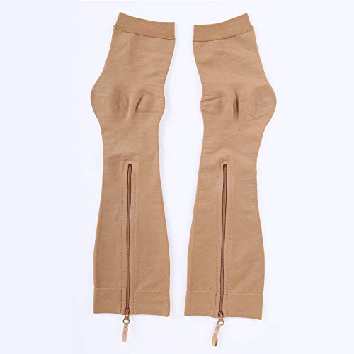 Medias de Compresión con Cremallera, Calcetines de Compresión con Punta Abierta Soporte para Aliviar la Fatiga de Las Piernas, Los Pies Doloridos y Los Tobillos Hinchados,Flesh,3XL