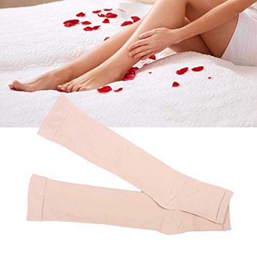 Medias de compresión hasta la rodilla, venas varicosas hasta el muslo con calcetines abiertos para mujeres, hombres, protección de pantorrillas, mangas de compresión para piernas, medias de compresión