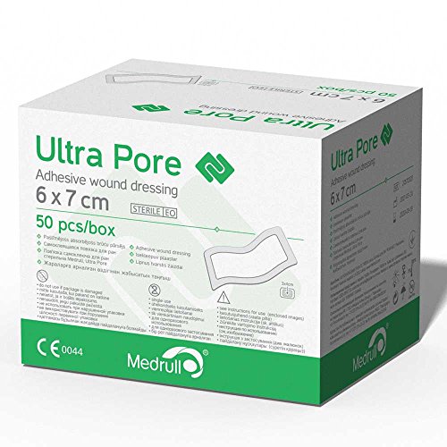 Medrull Apósitos estériles Ultra Pore, 50 unidades, 6 x 7 cm