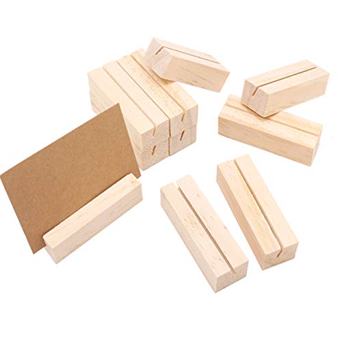 Mengger 20 pcs Tocón Madera Soportes Foto Pinzas Clips Sostenedor Nota Nombre Número Mensaje Decoración Boda soporte portatarjetas para fotos tarjetas de mesa Portanotas