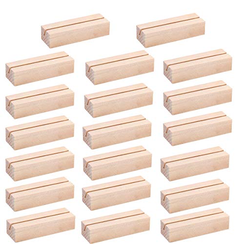 Mengger 20 pcs Tocón Madera Soportes Foto Pinzas Clips Sostenedor Nota Nombre Número Mensaje Decoración Boda soporte portatarjetas para fotos tarjetas de mesa Portanotas