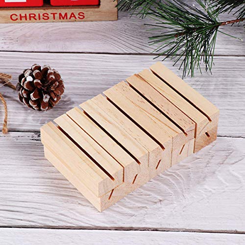 Mengger 20 pcs Tocón Madera Soportes Foto Pinzas Clips Sostenedor Nota Nombre Número Mensaje Decoración Boda soporte portatarjetas para fotos tarjetas de mesa Portanotas