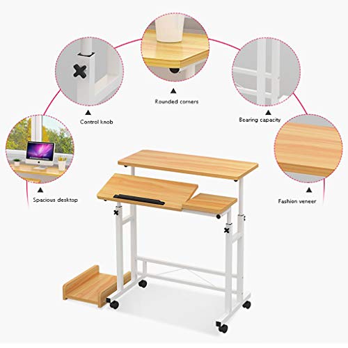 Mesa auxiliar, mesa auxiliar para sofá, mesa móvil para regazo Mesa ajustable en altura Mesa auxiliar para cama Sofá Enfermería hospitalaria con computadora Escritorio Soporte de escritorio Lectura