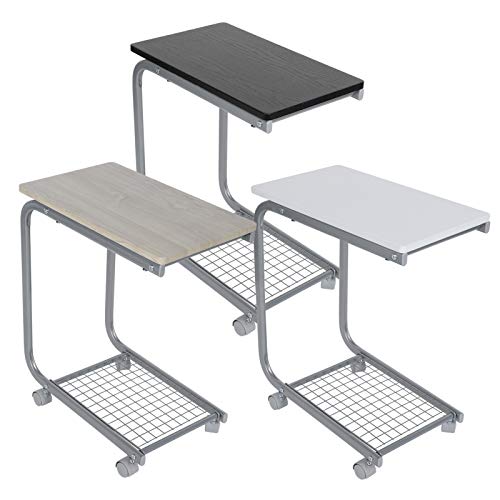 Mesa auxiliar movible, en forma de C, mesita de noche de estilo industrial con marco de metal para café, tableta, sofá, cama, 50 x 30 x 59 cm, arce