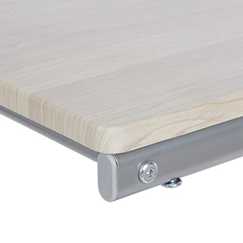 Mesa auxiliar movible, en forma de C, mesita de noche de estilo industrial con marco de metal para café, tableta, sofá, cama, 50 x 30 x 59 cm, arce