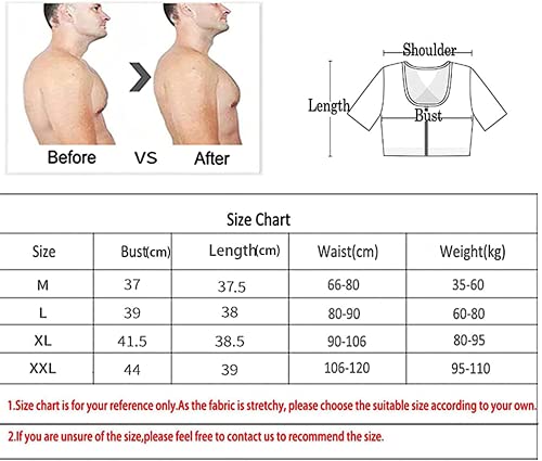 MFAWF Gynecomastia Compress Reposition Shaper, Gynecomastia Compression Shirts, Gynecomastia Vest Shaper, Back Support Sleeveless Corset Vest (XL)