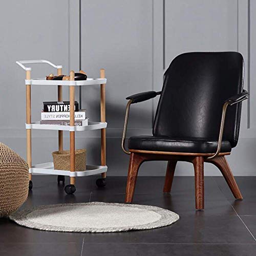 MHBGX Carritos de Mano Portátiles Multifunción, Carrito Carrito de Servicio Carrito de Almacenamiento de 3 Niveles con Ruedas Y Apoyabrazos Rueda Universal Estante de Madera para Cocina Dormitorio Sa