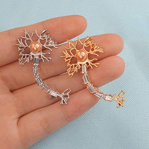 Microscopio dental Laringoscopio Útero para mujer Tubos de ensayo Neuron Rn Caduceo Broche Pin Insignias de metal Broches Pines, Neuron-Silver