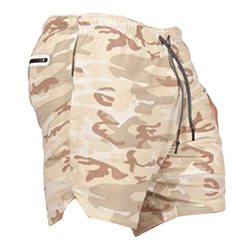 Milageto Pantalones Cortos de Fitness para Hombre Pantalones Cortos Transpirables Pantalones Deportivos Atléticos Parte Inferior Del Basculador - Multicolor, Camo L