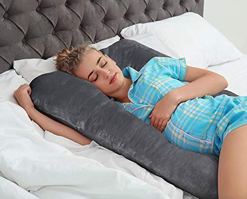 Milliard Almohada con Forma de U - Almohada Viscoelástica para Embarazadas, Cojin Lactancia con Funda Extraíble y Lavable (137 x 71 cm)
