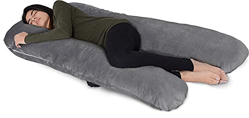 Milliard Almohada con Forma de U - Almohada Viscoelástica para Embarazadas, Cojin Lactancia con Funda Extraíble y Lavable (137 x 71 cm)