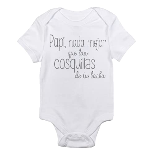 MIMUSELINA Pack Bodies 100% ALGODÓN para bebés. Body bebé original estampado con frases: bodie mamá, body papá, body abuelos. Máxima calidad. (Beso-cosquillas, 6m Manga Corta)