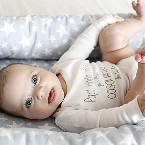 MIMUSELINA Pack Bodies 100% ALGODÓN para bebés. Body bebé original estampado con frases: bodie mamá, body papá, body abuelos. Máxima calidad. (Beso-cosquillas, 6m Manga Corta)