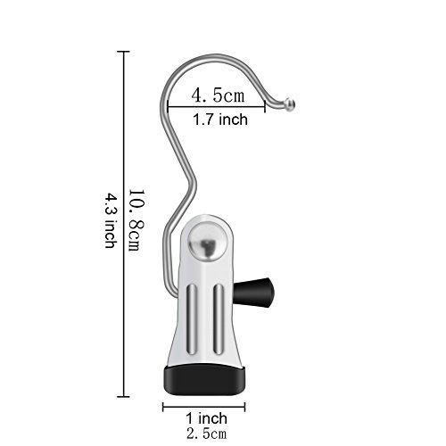 MINGZE 10 Piezas Gancho Colgante de lavandería de Acero Inoxidable, Clips de Arranque Colgando Perchas,Pinzas para Tender la Ropa, Pernos de Ropa Ropa de casa de Viaje Percha de suspensión