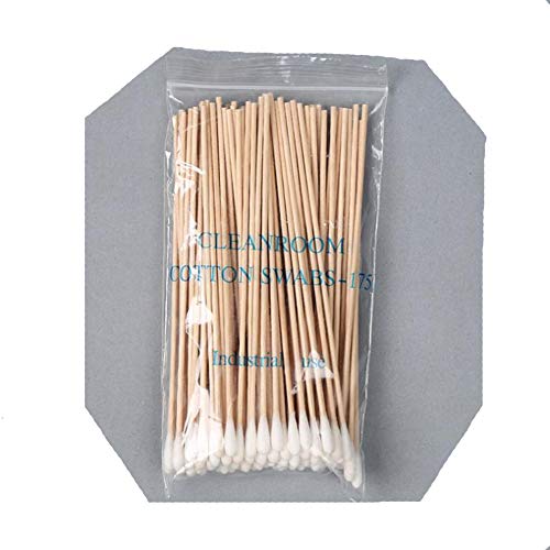 MINGZE Bastoncillos de algodón de 200 piezas, hisopos largos, hisopos de algodón con asas de madera, LIMPIEZA herramienta cosmética de punta única, paquete de 2 / Total 200 piezas