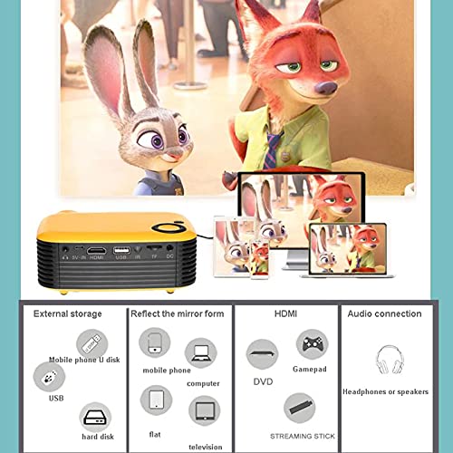 Mini Beamer, Mini-Projektor, Tragbarer Filmprojektor 1080P Unterstützt Für Kindergeschenk, Heimkino, Kompatibel Mit HDMI,USB, Micro SD,A