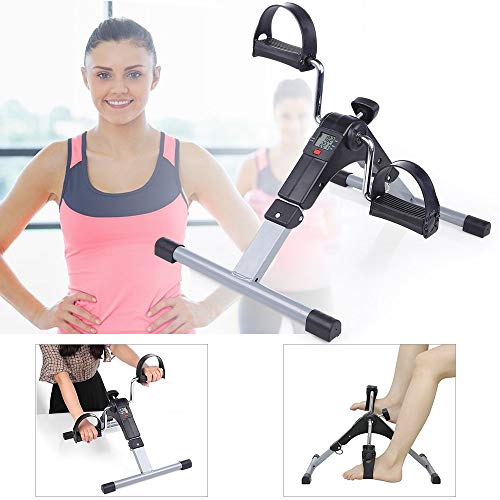 Mini Bicicleta Estática Plegable Máquina Pedalear, Pedales Estáticos Ejercicio, Resistencia Ajustable Pedales Personas Mayores para Entrenamiento de Brazos y Piernas