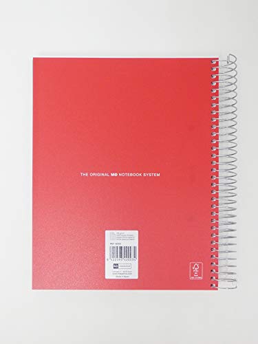 Miquelrius 42003 - Cuaderno A5, 200 hojas (franjas de 8 colores), cuadrícula 5 mm, tapa de polipropileno, color rojo