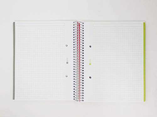 Miquelrius 42003 - Cuaderno A5, 200 hojas (franjas de 8 colores), cuadrícula 5 mm, tapa de polipropileno, color rojo