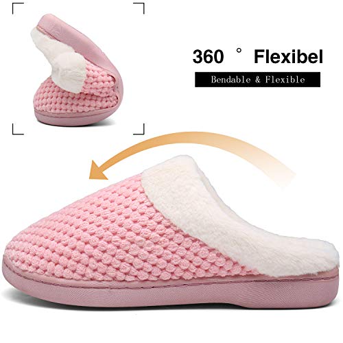 Mishansha Hombre Zapatillas Casa Invierno de Espuma Viscoelástica Antideslizantes CáLido Pantuflas Mujer de Interior y Exterior Rosado, Gr.40/41 EU